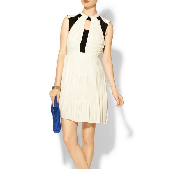 Tinley Road Black & Ivory Pleated Dress – Size Medium - Picture 1 of 8